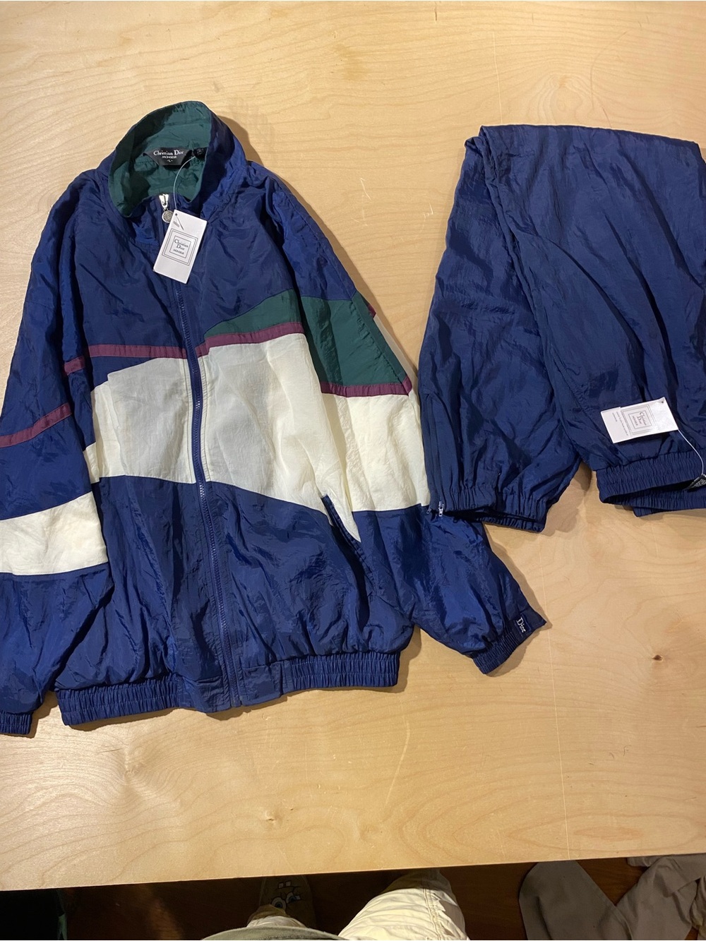 Christian Dior Navy, White & Green Colorblock Track Suit Large (SX) - Picture 2 of 13